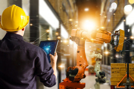People and robots working together.