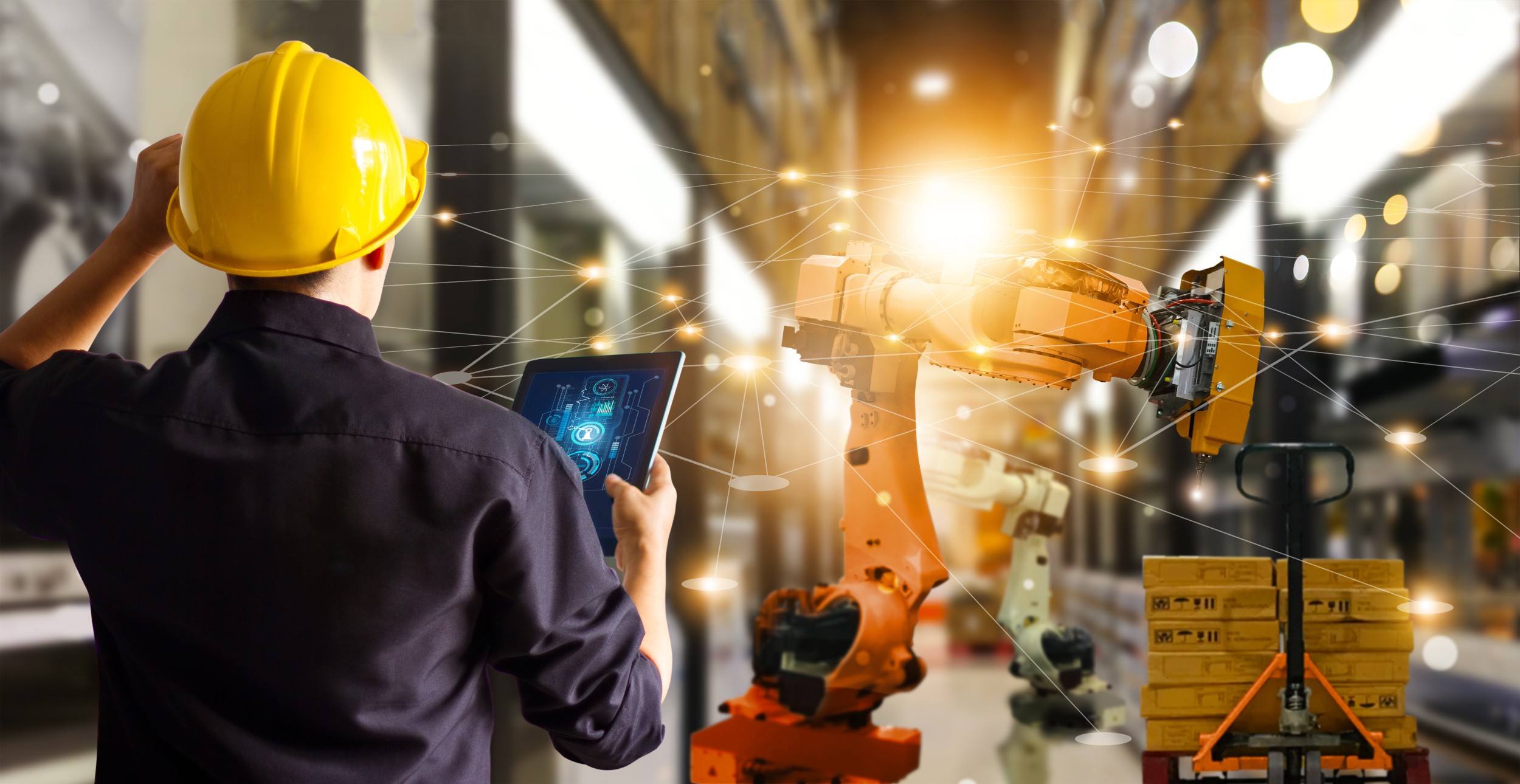 People and robots working together.
