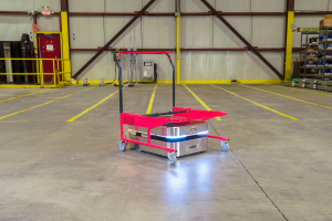 Red Staging Cart with OTTO 100 for light material handling